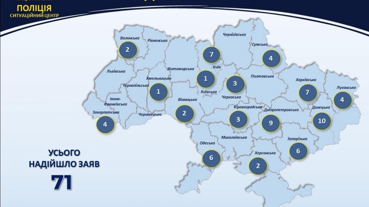 В Днепропетровской области на 10 утра зафиксировано 9 нарушений - полиция