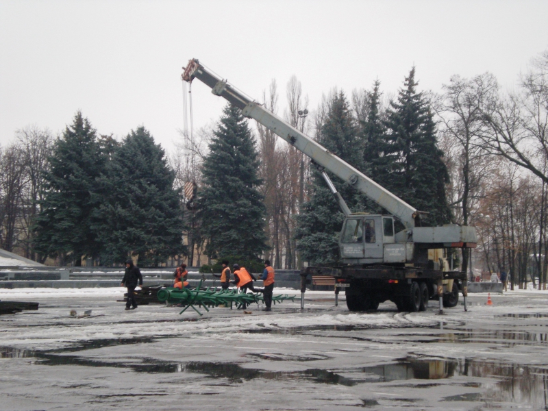 В Центре Павлограда устанавливают новогоднюю елку
